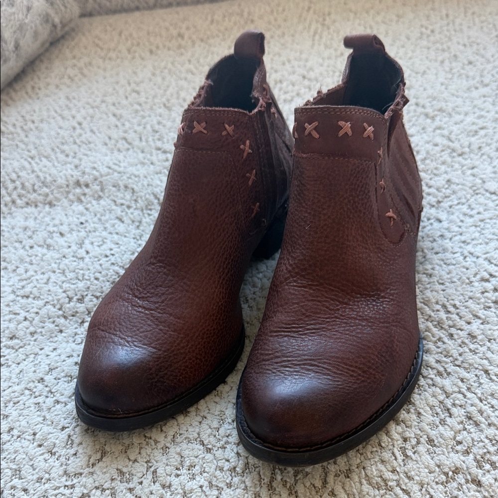 Naughty Monkey Brown Leather Ankle‎ Boots Women’s 8.5